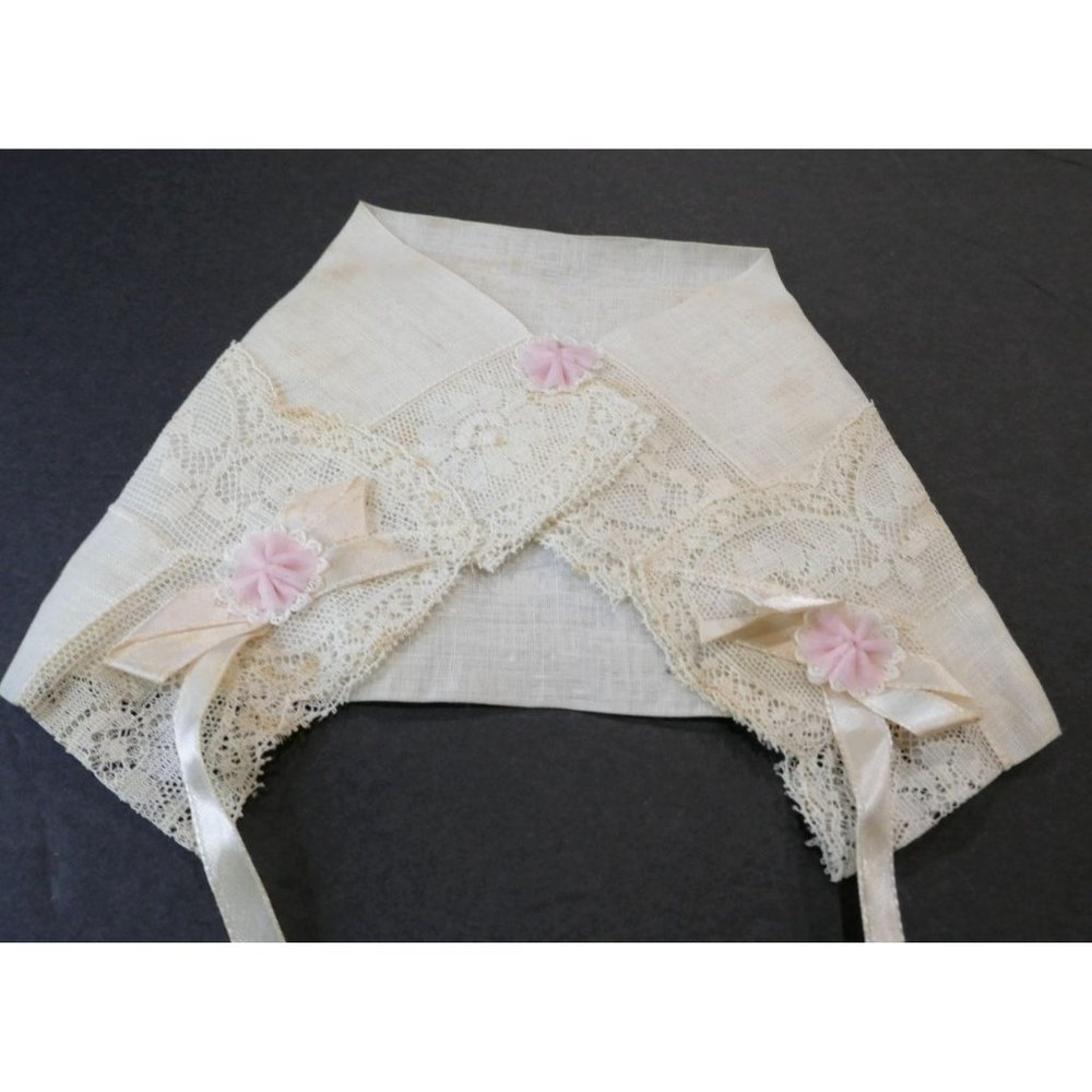 Vintage Nasharr Hong Kong Baby Bonnet For Newborn Or Doll With Pink Flowers & La